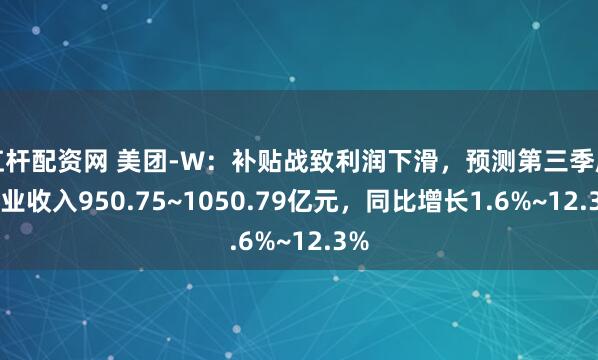 杠杆配资网 美团-W:补贴战致利润下滑,预测第三季度营业收入950.75~1050.79亿元,同比增长1.6%~12.3%